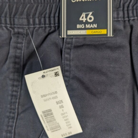 NEW Size 46 Big Mens Roundtree & Yorke Cargo Shorts Cotton (7" Inseam) Navy - Picture 7 of 7